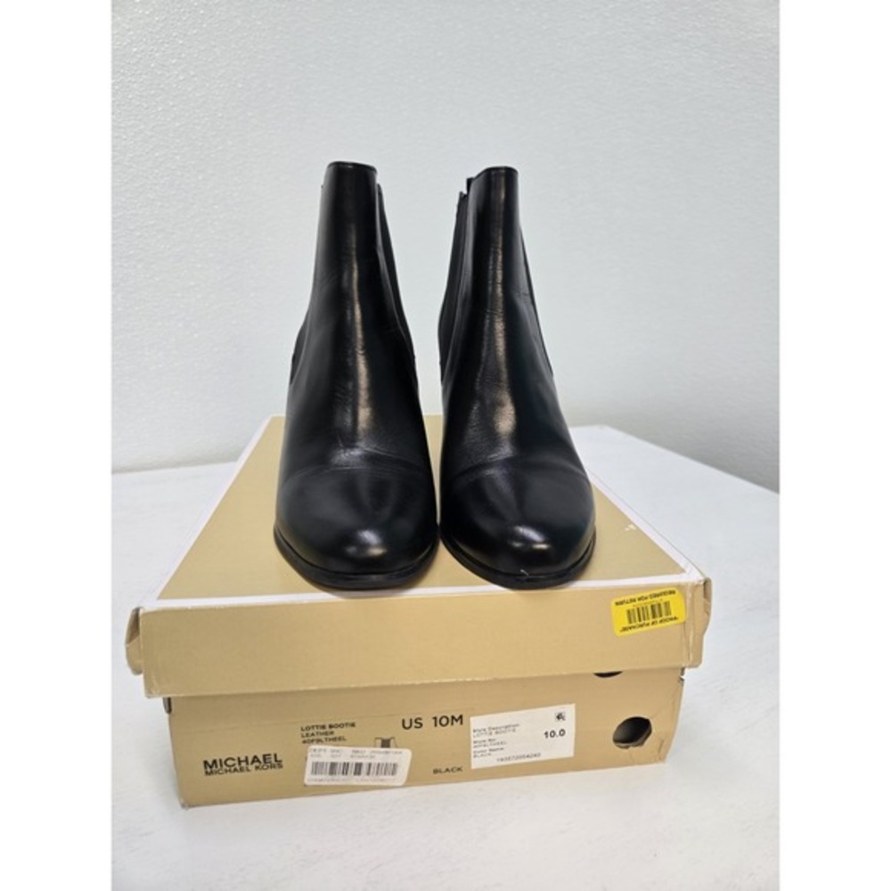 MICHAEL MICHAEL KORS Lottie Leather Ankle Boot Black Sz. 10 ‎ With Box Orig